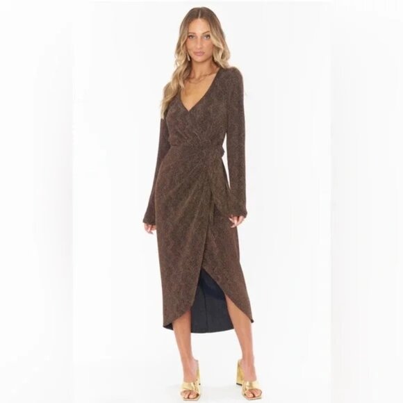 NWT Show Me Your Mumu Kimora Wrap Dress - Squiggle Sparkle Knit Size Small - Picture 1 of 7